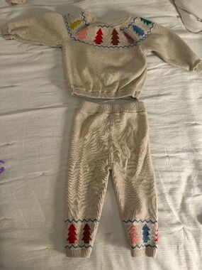 Hanna Andersson knit set Festive Winter Tree Knit Sweater Outfit